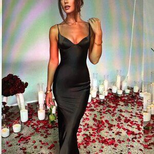 Black Athena Satin Maxi Dress, sSze  M,  Brand New &  Never Worn